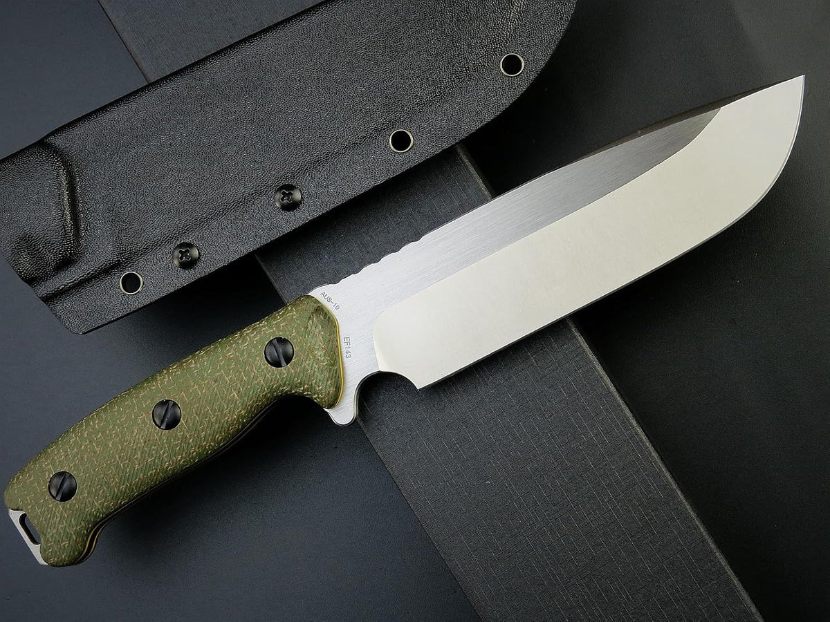 Eafengrow EF143 Fixed Blade Knife AUS-10 Steel Blade Micarta Handle Full Tang EDC Tool Straight
