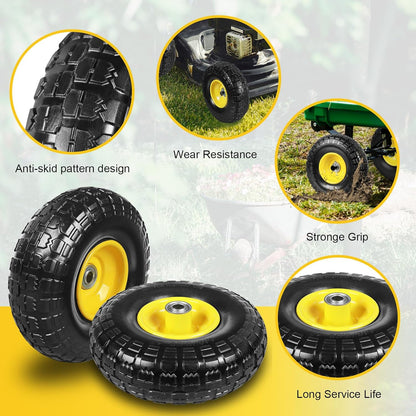 10 Inch Soild Rubber Dolly Tire Wheels, 4.10/3.50-4" Tire and Wheel Flat Free for Garden Carts