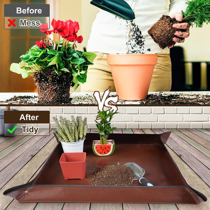 27"x 27" Repotting Mat for Indoor Plant Transplanting and Mess Control Foldable Waterproof Potting
