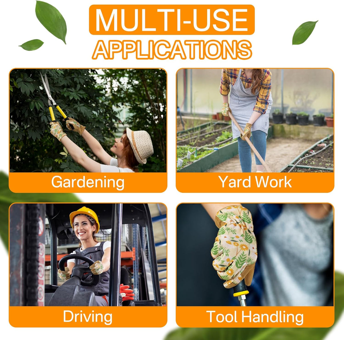 HANDLANDY Women Safety Work Gloves Utility Touch Screen Working Grip Glove for Yardwork Gardening