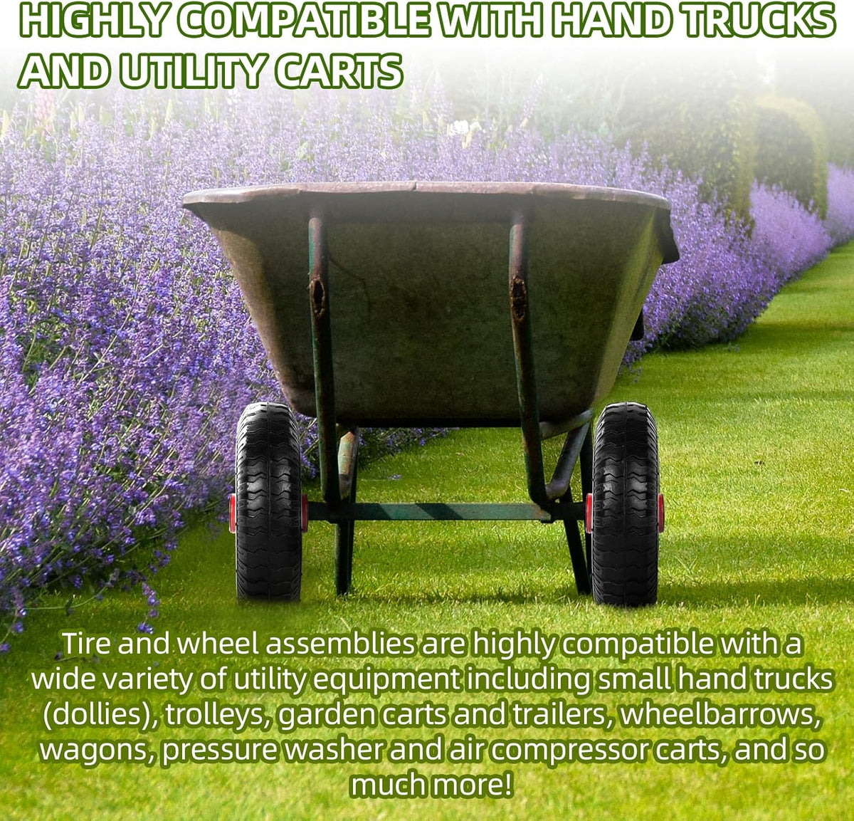 AR-PRO (2-Pack) 2.80/2.50-4" Tire and Wheel Set - 8 Inch Wheelbarrow Tire and Wheel Replacement