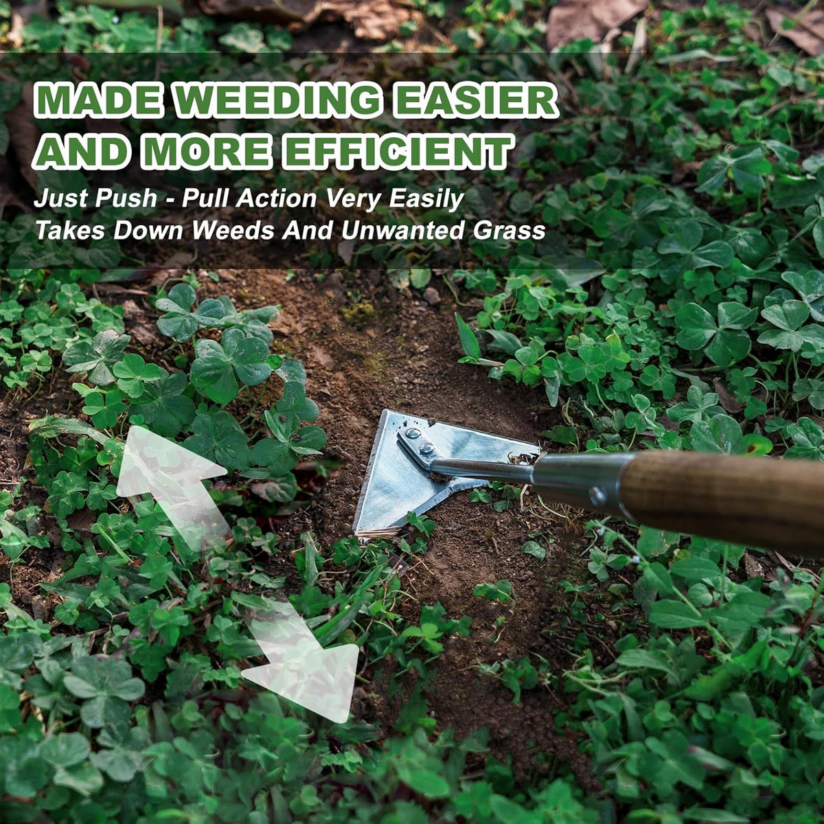 Haliaeetus Triangle Hoe, 60'' Scuffle Hoe for Keeping Your Back from Tiring Out, Weeding Just in