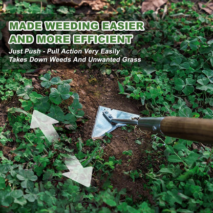 Haliaeetus Triangle Hoe, 60'' Scuffle Hoe for Keeping Your Back from Tiring Out, Weeding Just in