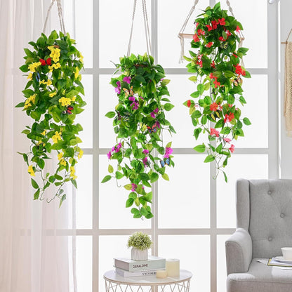 BLEUM CADE Artificial Hanging Flowers for Outdoors, 2pcs Fake Hanging Plants Pothos Vines with