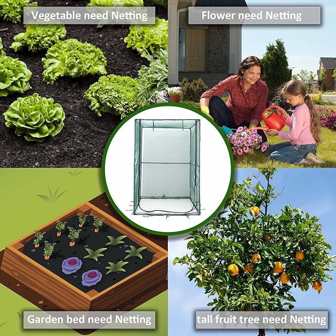 Portable 4'x4' Large 6FT Tall Plant Netting Cover Crop Cages Pest Guard Cover for Vegetables and
