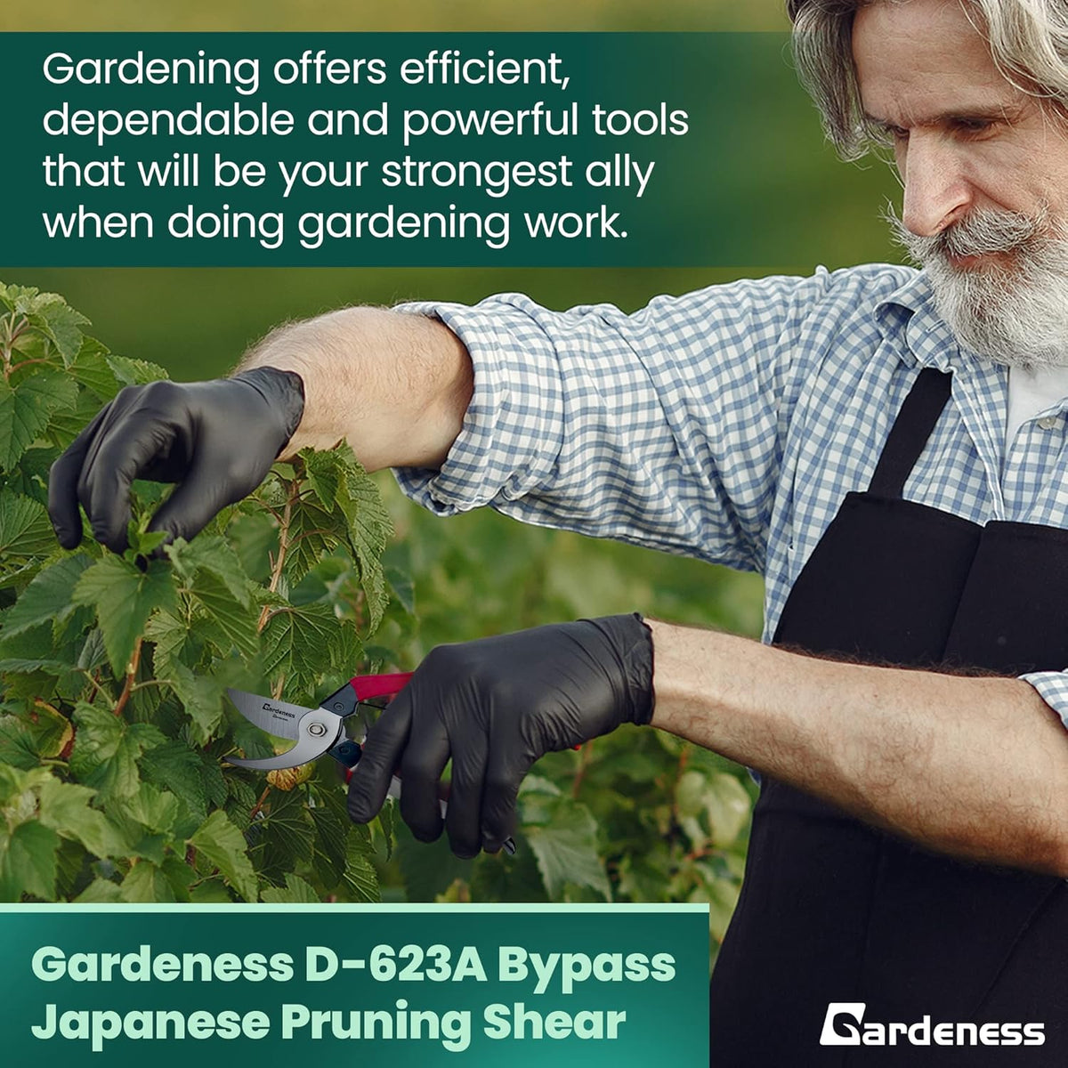 Gardeness Japanese Pruning Shears, Professional Bypass Heavy Duty Garden Pruner Secateurs