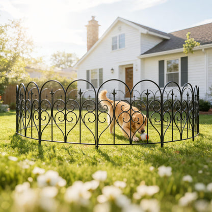 Thealyn Garden Fence 32" H x 10ft (5 Panels), No Digging Heavy Duty Metal Fence Panels, Rustproof
