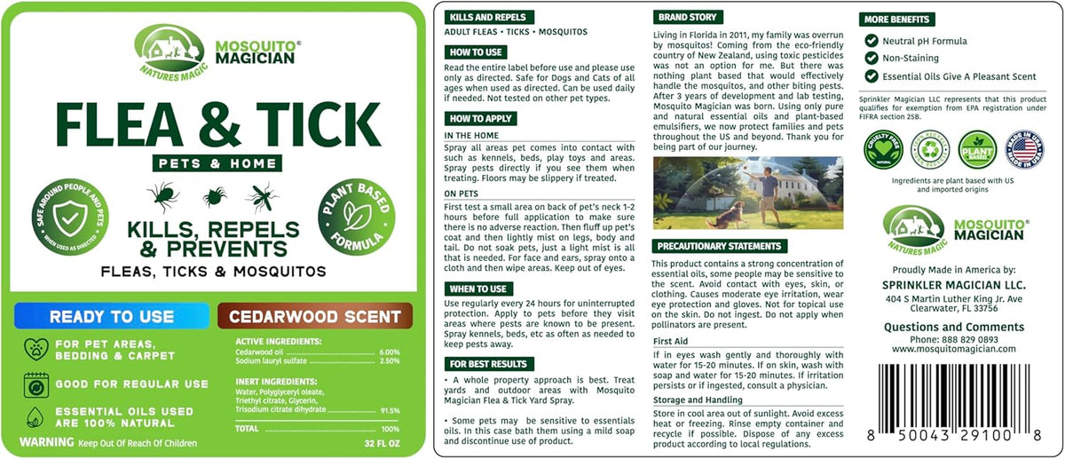 Mosquito Magician Indoor and Outdoor Spray - Use for Carpet, Furniture, Bedding, Couches & Pets