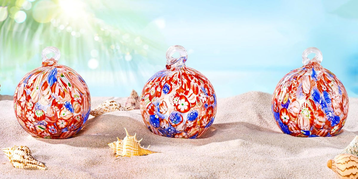 EUSTUMA Hand Blown Glass Witch Ball,Glass Ornament Hanging Garden Gazing Ball Indoor Outdoor Home