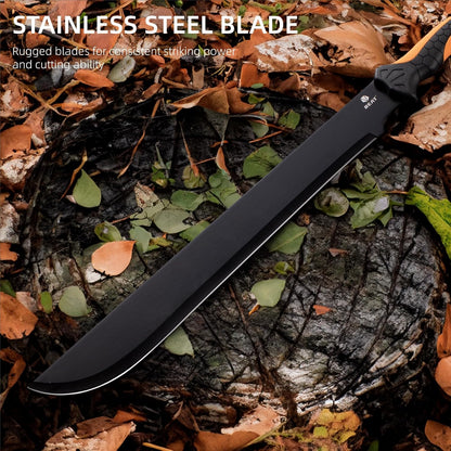 REAT Gardening Heavy Duty Machete,24" Full Tang Machete with Shaeth,Ergonomic No-Slip