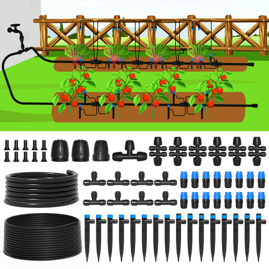 MIXC 230FT Quick-Connect Drip Irrigation System Kit, Automatic Garden Watering System with 1/4" &