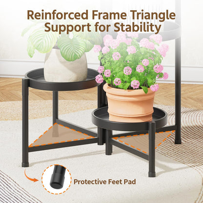 LASZOLA 5 Tiered Folding Plant Stand Indoor for Multiple Large Planter, Tall Heavy Duty Adjustable
