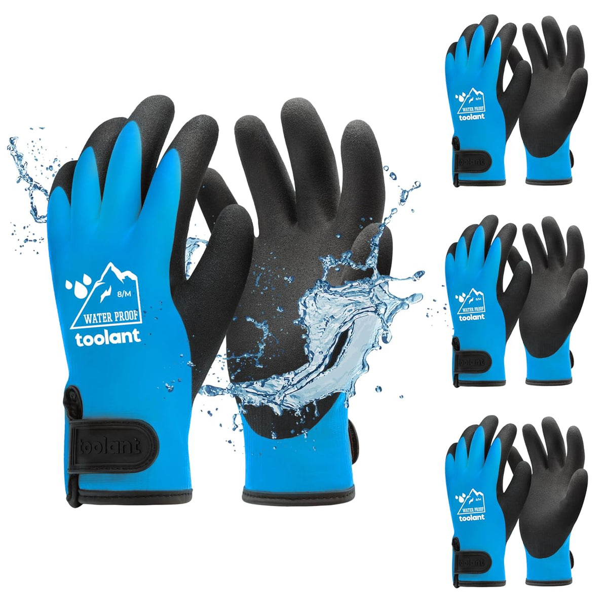 toolant 100% Waterproof Gloves Bulk Pack, 3 Pairs, Winter Work Gloves for Cold Weather, Touchsreen