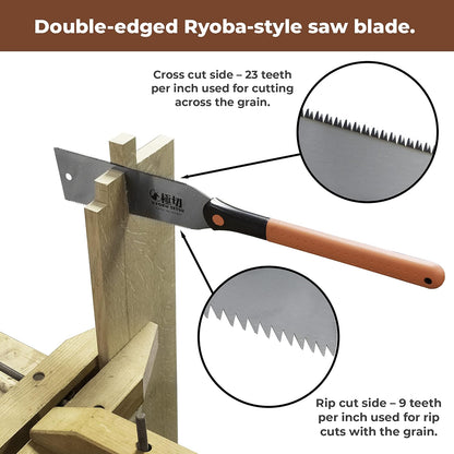 Great Neck Kyoku Setsu Japanese Ryoba Double-Edged Pull Cut Saw, Ultra Fine Saw, Detail Hand Saw