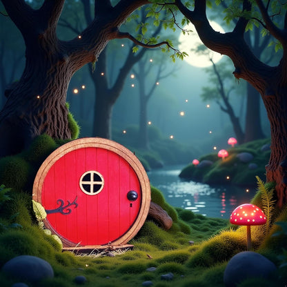 1Pc Red Fairy Garden Door for Tree, Fairy Doors for Trees Outdoor and Tree Trunk, Mini Fairys
