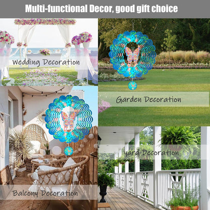 Butterfly Wind Spinners for Yard and Garden,12 Inch 3D Stainless Steel Hanging Kinetic Yard Art