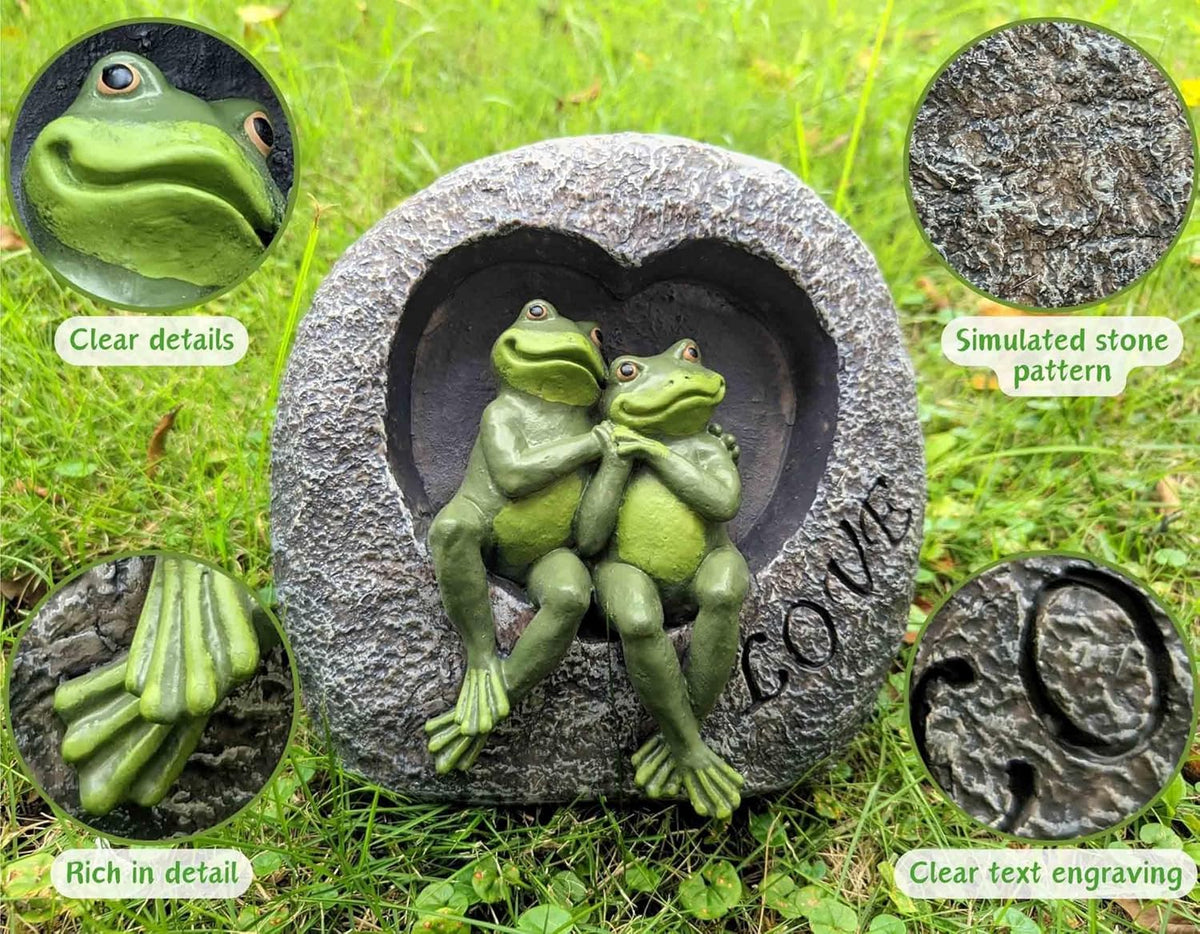 Artisan Flair Lover Frog Statues for Garden - Resin Frogs Couple Figurines Romantic - Yard Animal