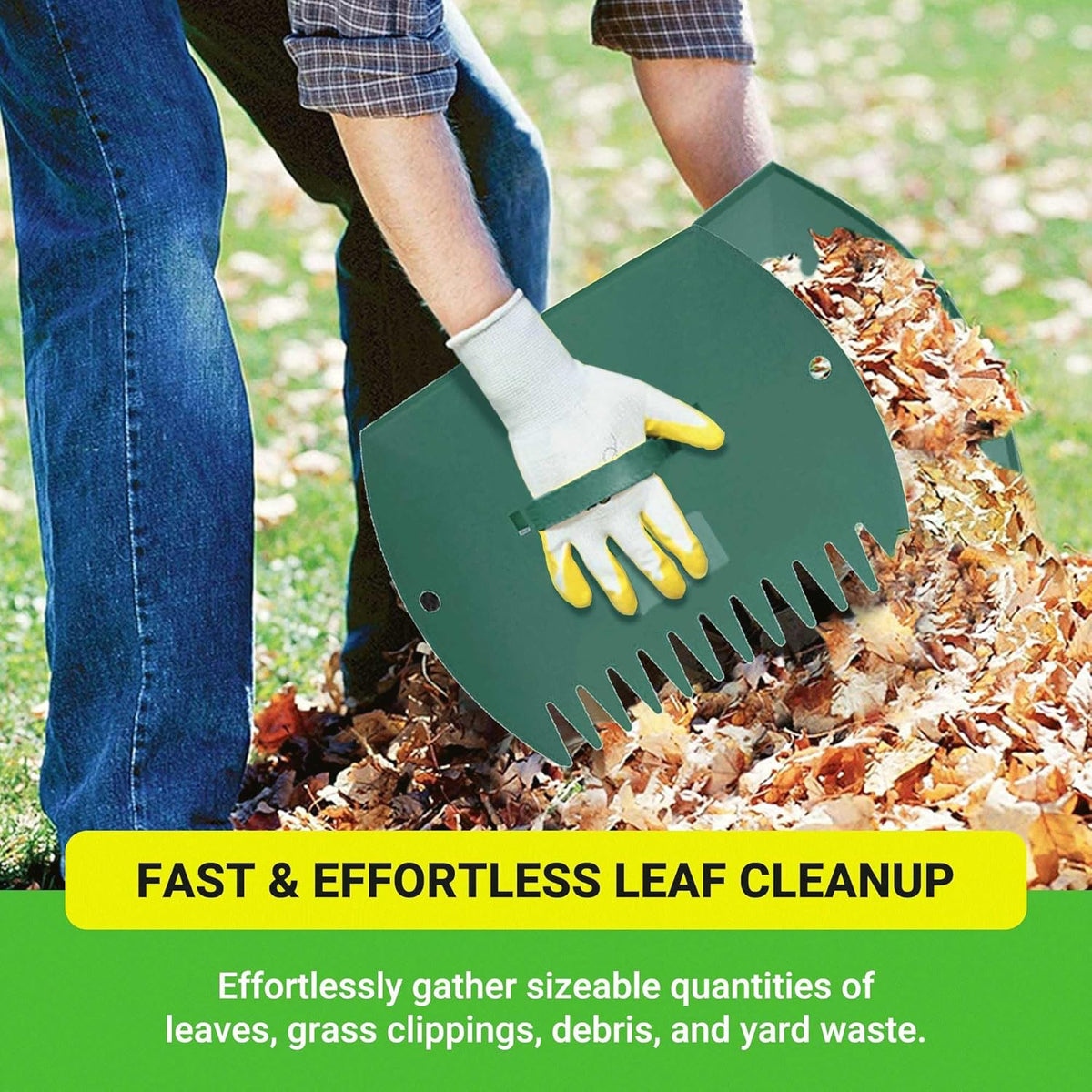 GardenHOME Leaf Scoops Hand Rakes, Large Leaf Grabbers for Yard Work and Garden Use, Clear and