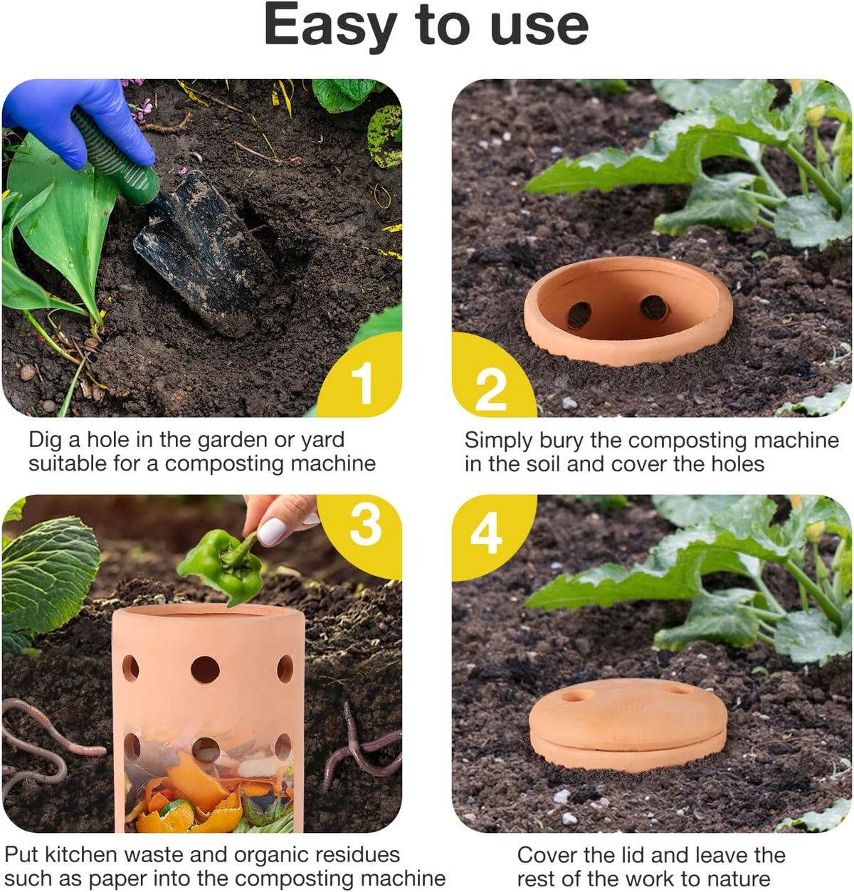 Underground Worm Farm Clay 10Inch Garden Composting bin Ceramics Outdoor Gardening from Kitchen