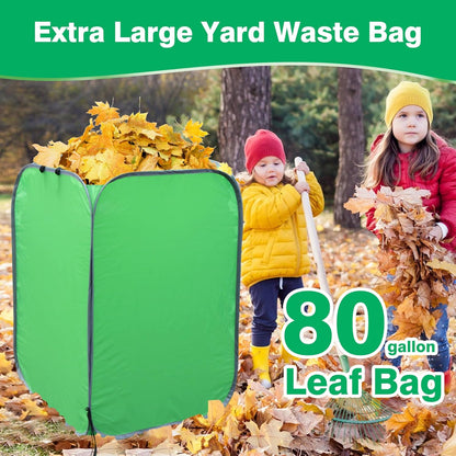 80 Gallon Leaf Collector Bag, Collapsible Trash Can Yard Waste Bag, Portable Pop Up Leaf Bags