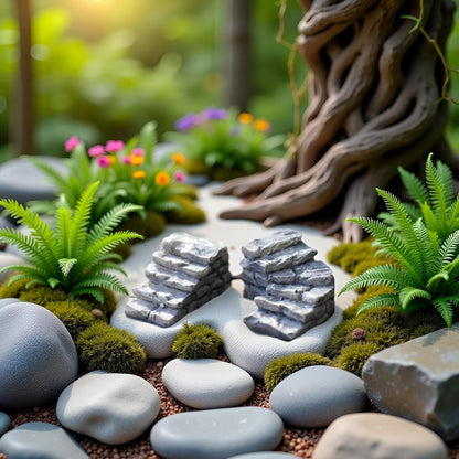 Miniature Garden Bridge Stairs,Resin Stone Steps Ornament,Landscaping Bonsai Craft Miniature Resin