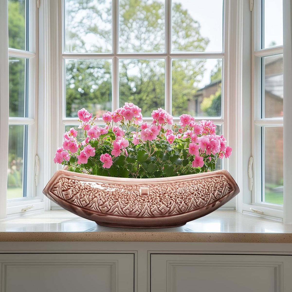 Large Bonsai Pots - 18 Inch Ceramic Succulent Pots with Drainage Hole, Bonsai Planter for Indoor