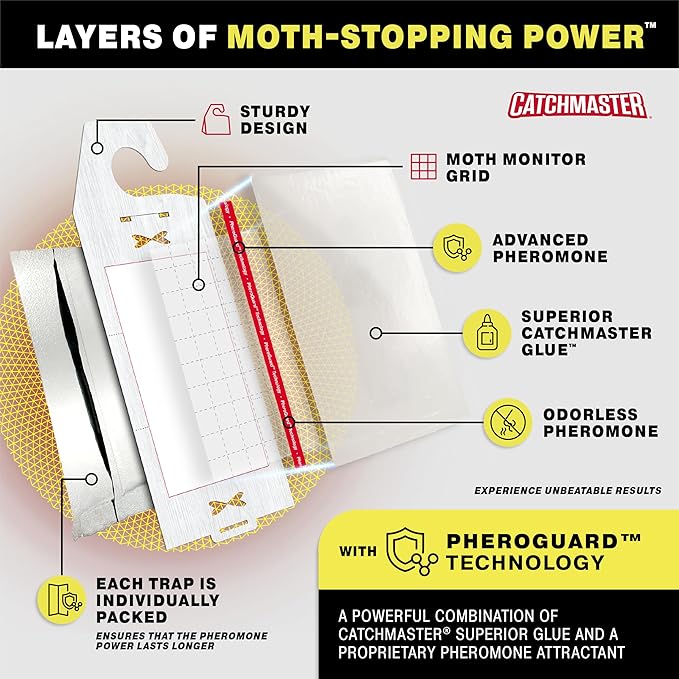 Catchmaster Clothes Moth Traps with Premium PheroGuard Technology – XL Hardwood Patterned