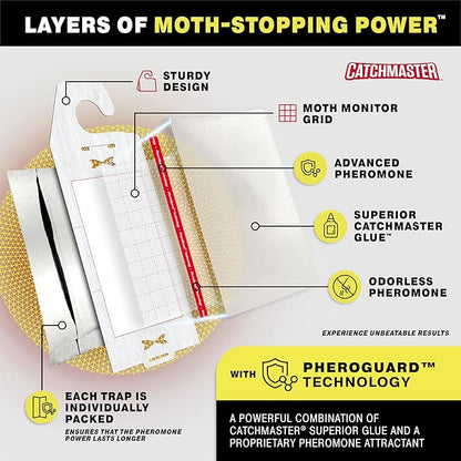 Catchmaster Clothes Moth Traps with Premium PheroGuard Technology – XL Hardwood Patterned