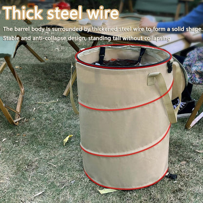 Pop up Camping Trash can with lid,Collapsible 24 Gallons Trash can with Sorting Clips,Garden