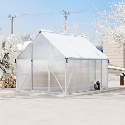 8'X12' Aluminum-Framed Polycarbonate Greenhouse, Heavy Duty Polycarbonate Greenhouse with Quick