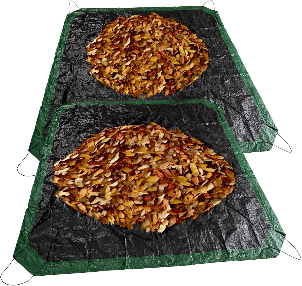 2 Pcs Leaf Tarp 9x9 Feet, Lawn Garden Leaf Tarp with 4 Drawstrings, Reusable Waterproof Poly Tarp