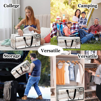 4 Pcs 24 Gallon Large Moving Bags with Zipper and Handles Foldable Storage Duffle Bags Heavy Duty