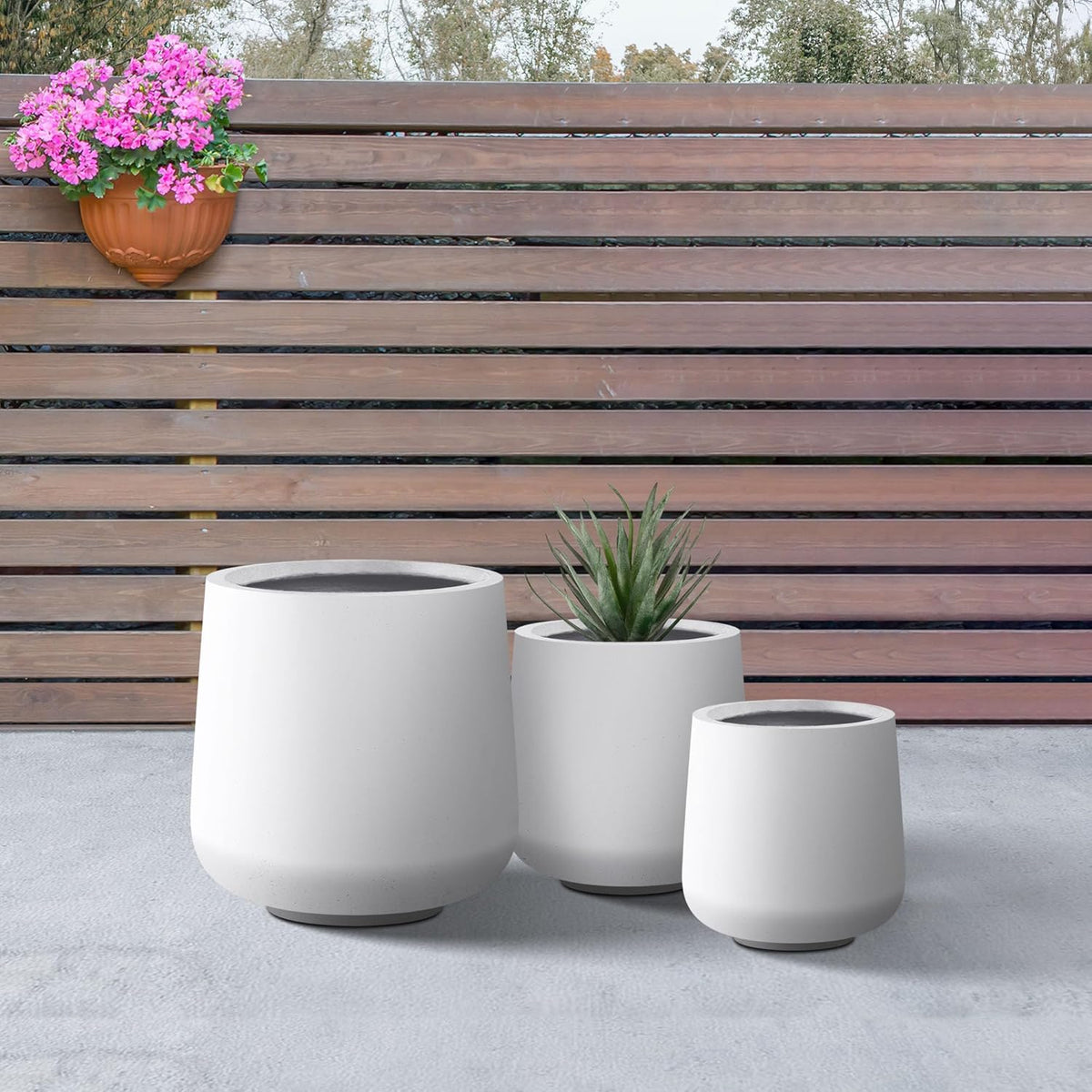 Kante 15.3"+11.6"+8.2" Dia Round Concrete Planter, Large Outdoor Indoor Planter Pots Containers