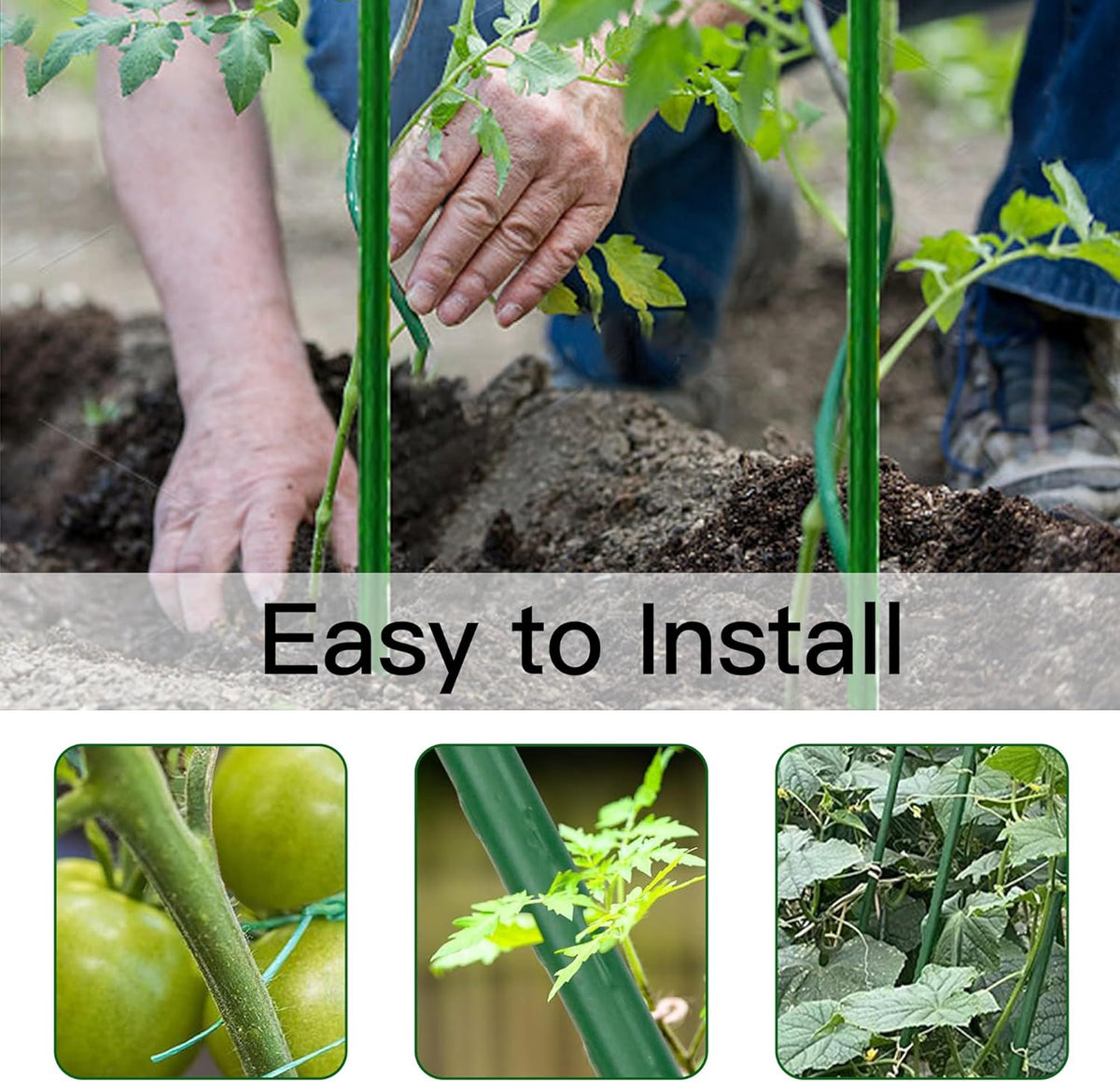 Garden Stakes 57 Inch, Approx 5ft Steel Plant Stakes 25 Pack for Gardening and Farm, 57" Plastic