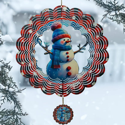 3D Snowman Wind Spinners for Yard and Garden Christmas Decor 12 Inch Outdoor Metal Stainless Steel