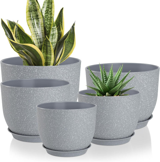 Plant Pots 10/9/8/7.5/7 inch Flower Pots with Multi Mesh Drainage Holes, Planters for Indoor