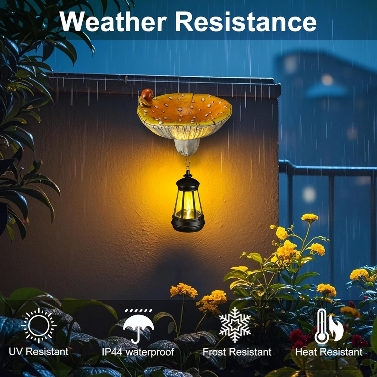 Mushroom with Snail and Lantern Cute Solar Statue Light Garden Decoration Resin Decoration Painted