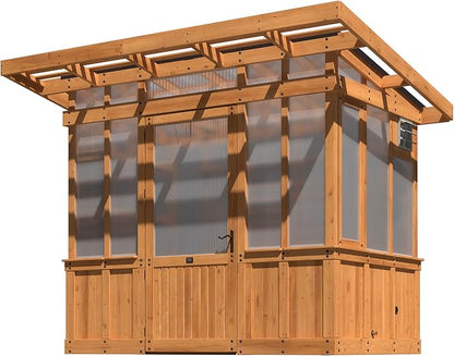 Backyard Discovery Poppy 9' x 6' Cedar Wood and Polycarbonate Walk-in Greenhouse Kit with Exhaust