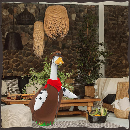 Porch Goose Outfits for 23” High Plastic Goose Cowboy Outfits Clothes for Cement Goose for Indoor