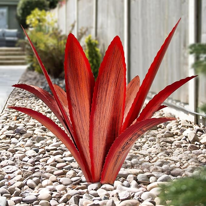 TOMBABY Enlarge Thickened Wind Resistant Metal Agave Garden Art Metal Plant Country Garden