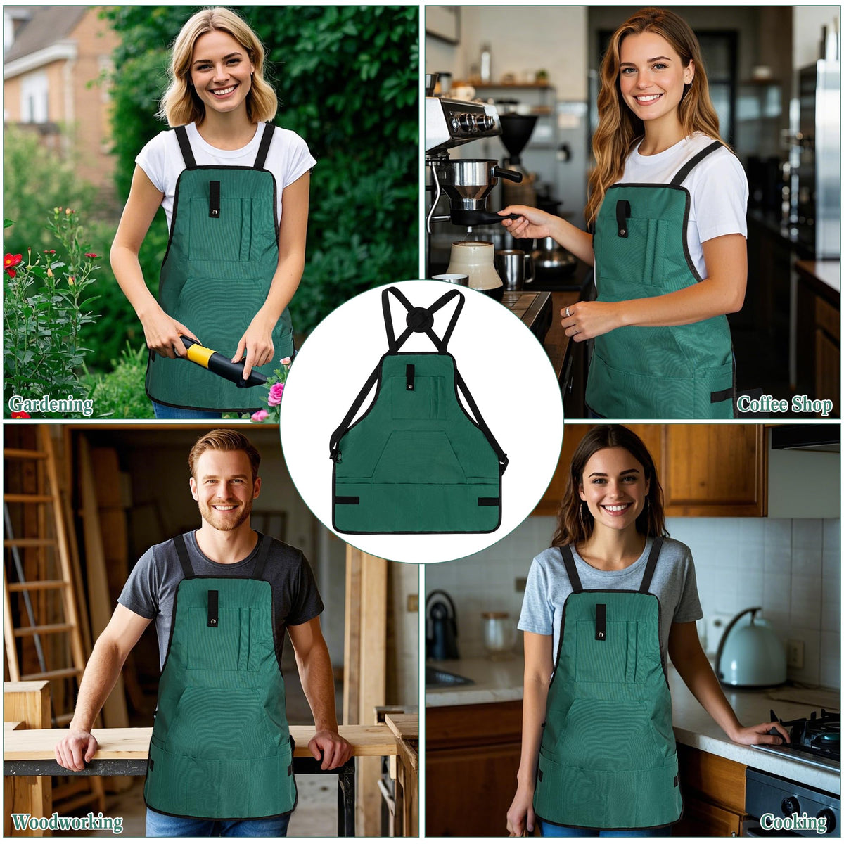 LUCKIPLUS Gardening Apron, Garden Apron for Women with Pockets, Waterproof 600D Heavy Duty Cross