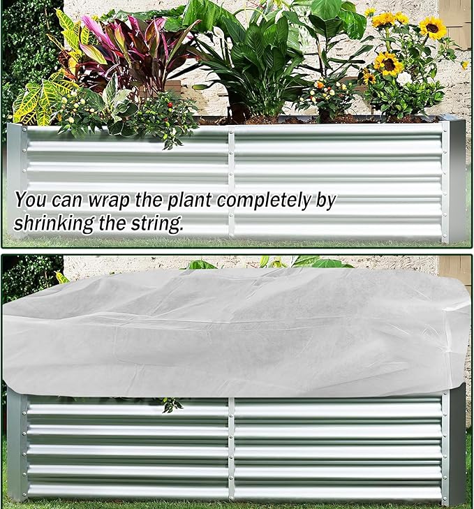 Rectangular Plant Cover Frost Big Size for 8×2×2FT Non Woven Fabric Garden Bed Cover with Zip