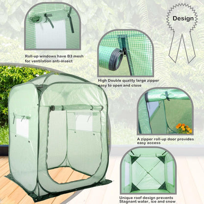Porayhut Pop Up Greenhouse Tent,Portable X-Large Walk-in Flower House ,Indoor Outdoor Gardening