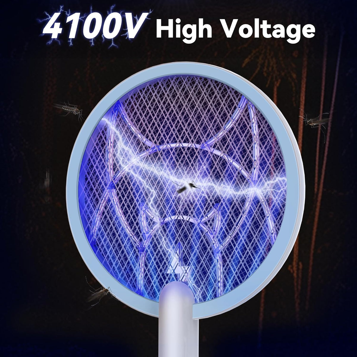 Electric Fly Swatter Racket, 2 in 1 Mosquito Bug Zapper 4100V Handheld Mosquito Killer with 1800