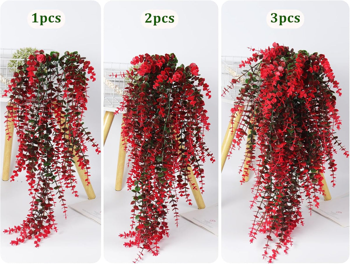Hanging Artificial Plants Fake Vine Hanging Eucalyptus Leaf Plant Artificial UV Resistant Hanging