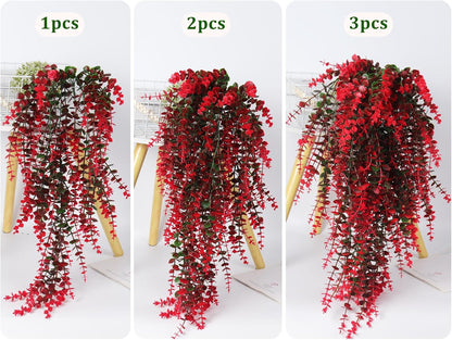 Hanging Artificial Plants Fake Vine Hanging Eucalyptus Leaf Plant Artificial UV Resistant Hanging
