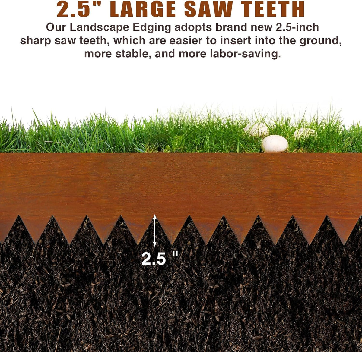 40" L X 6" H Corten Steel Landscape Edging,6 Pack Landscape Edging with 7 Clips and Gloves,Garden