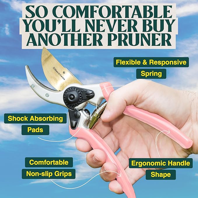 Haus & Garten ClassicPRO 8.5" Premium Titanium Bypass Garden Shears - Use as Pruners, Pruning