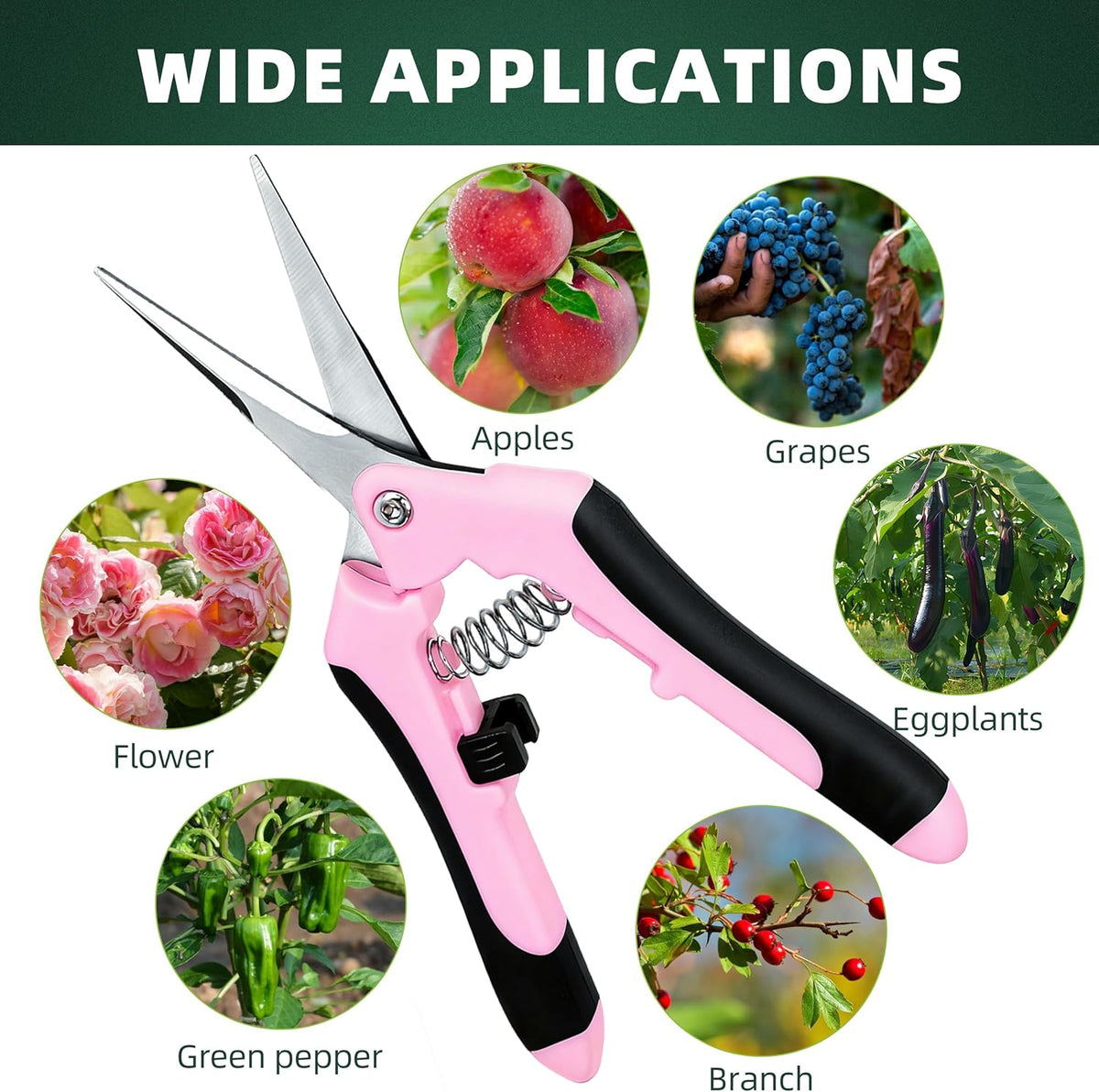 3 Pack Garden Pruning Shears, Stainless Steel Shears, Gardening Shears, Scissors, Garden Clippers