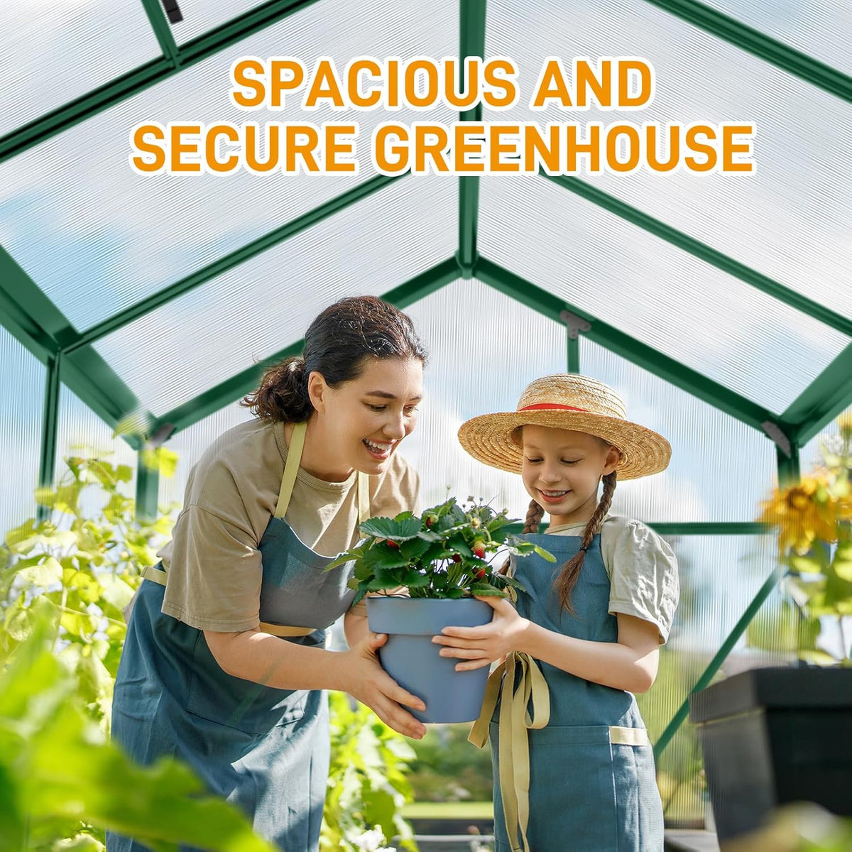 VINGLI 6x10 FT Greenhouse for Outdoors, Twin-Wall Translucent Heavy Duty Polycarbonate Greenhouse